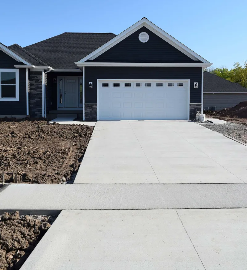 Finished concrete driveway