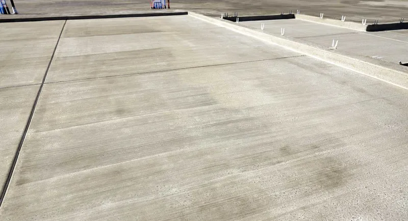 Reinforced concrete slab prepared for a pour